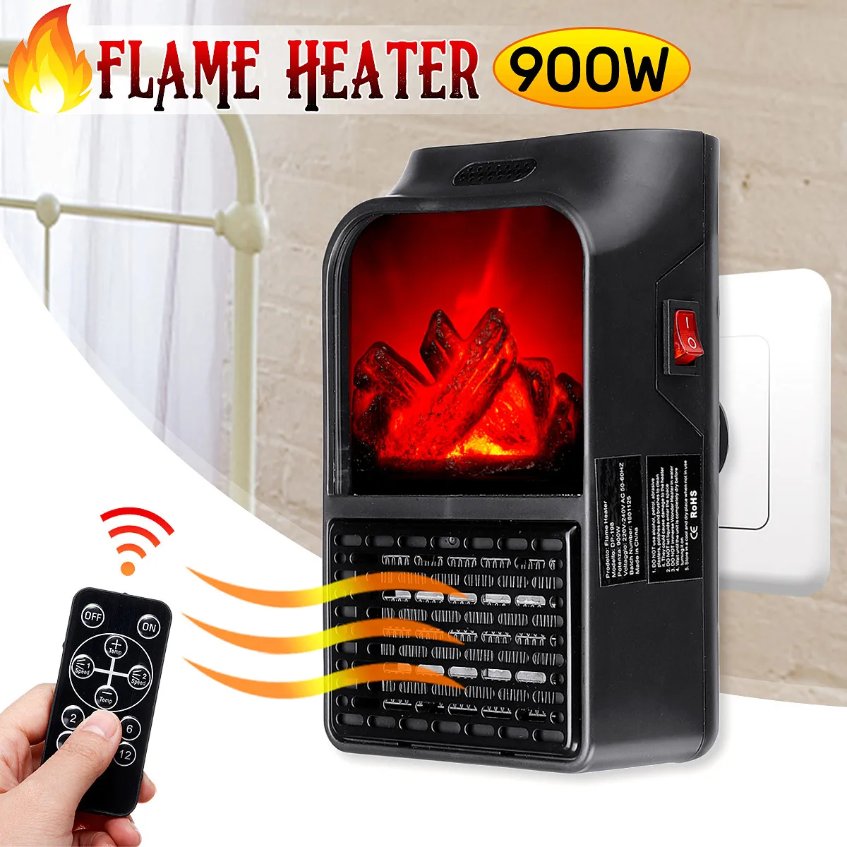 Portable Handier Flame Heater Wall-Outlet Digital Plugin Electric Fan Heater Warm Air Blower Room Electric Radiator For Home 
Portable Handier Flame Heater Wall-Outlet Digital Plugin Electric Fan Heater Warm Air Blower Room Electric Radiator For Home