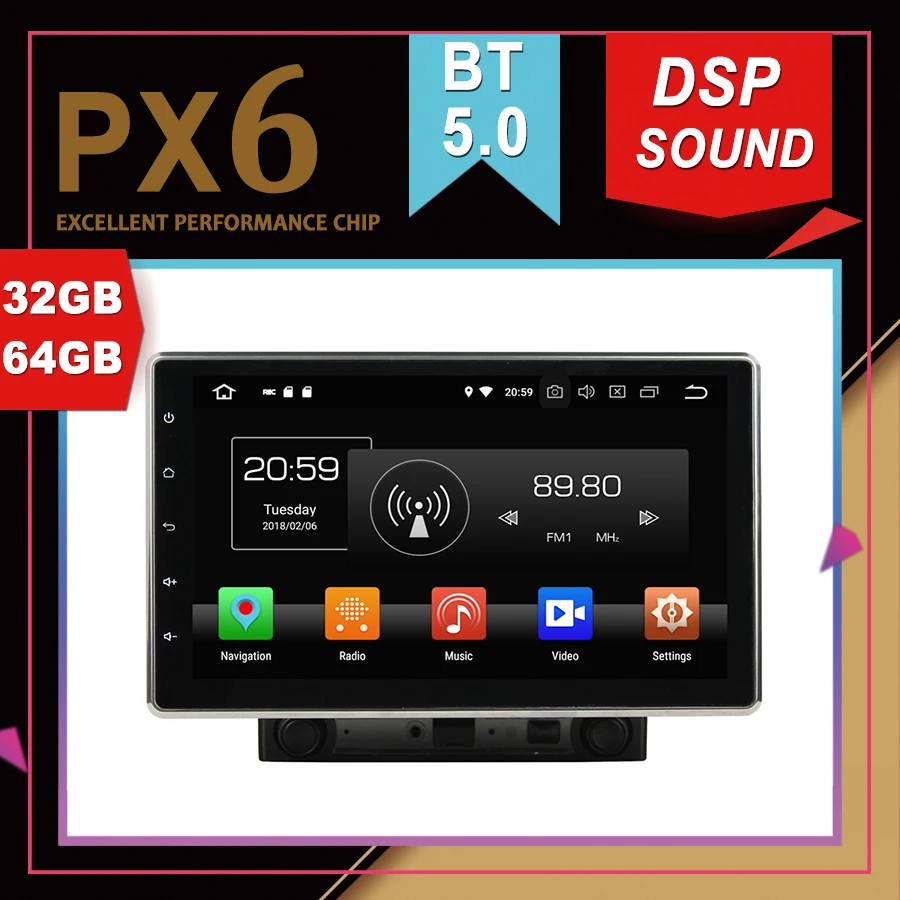 Автомобильный мультимедийный GPS-навигатор PX6 на Android 9 0 с отличной