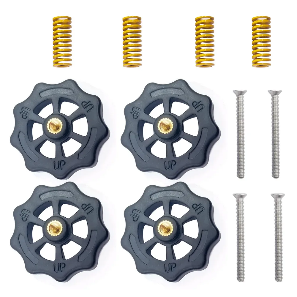 4pcs Upgraded Hand Twist Leveling Nut Diameter 40mm + 4pcs Hot Bed Spring + 4pcs M4X35mm Screws for Creality Ender 3 3D Printer
4pcs Upgraded Hand Twist Leveling Nut Diameter 40mm + 4pcs Hot Bed Spring + 4pcs M4X35mm Screws for Creality Ender 3 3D Printer