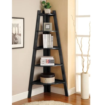 5 Tier Wall Corner Shelf Stand Wood Ladder Bookshelf Bookcase Display Storage Home Furniture Black 
5 Tier Wall Corner Shelf Stand Wood Ladder Bookshelf Bookcase Display Storage Home Furniture Black