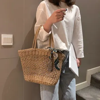 Hand-Woven Hollow Mesh Straw Tote Handbag With Synthetic Straw Rattan Bag Lightweight Natural Color Beach Style Hangbag
Hand-Woven Hollow Mesh Straw Tote Handbag With Synthetic Straw Rattan Bag Lightweight Natural Color Beach Style Hangbag