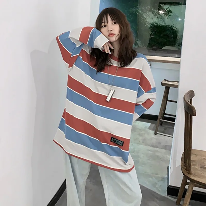 Women Oversize Korean T shirt Stranger Things O Neck Loose Stripe Basic Tops Harajuku Aesthetic Long Sleeve Loose Tee
Women Oversize Korean T shirt Stranger Things O Neck Loose Stripe Basic Tops Harajuku Aesthetic Long Sleeve Loose Tee