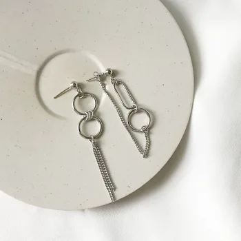 High Quality Long Chain Tassel 925 Sterling Silver Earrings For Women Statement Asymmetry Circle Rectangle Earring Party Gifts
High Quality Long Chain Tassel 925 Sterling Silver Earrings For Women Statement Asymmetry Circle Rectangle Earring Party Gifts