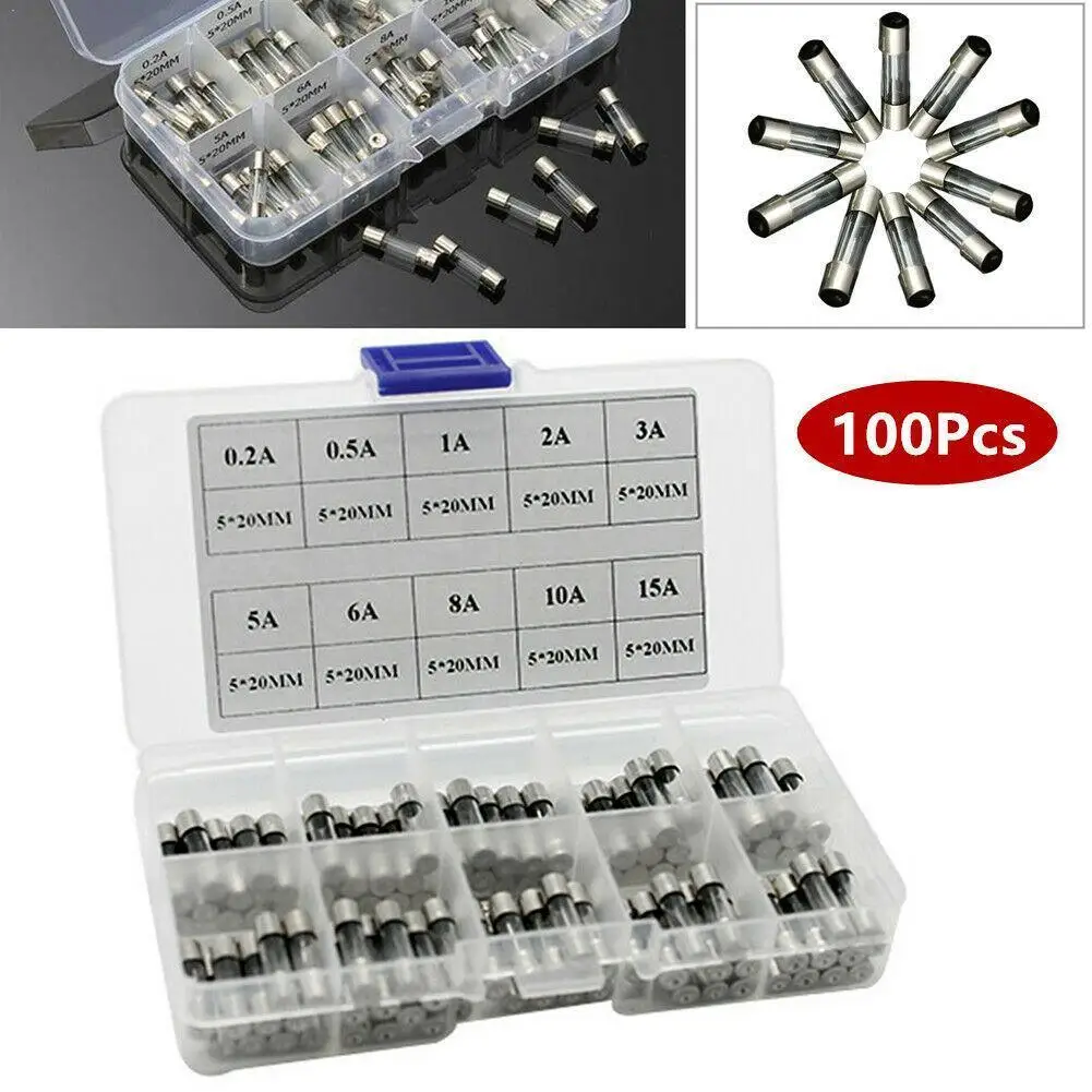 100pcs/lot Set Kit 5x20mm Fuse Assorted Kits DIY Quick Blow Fast-blow Glass Fuses Glass 0.2A-20A Tube B0P3
100pcs/lot Set Kit 5x20mm Fuse Assorted Kits DIY Quick Blow Fast-blow Glass Fuses Glass 0.2A-20A Tube B0P3