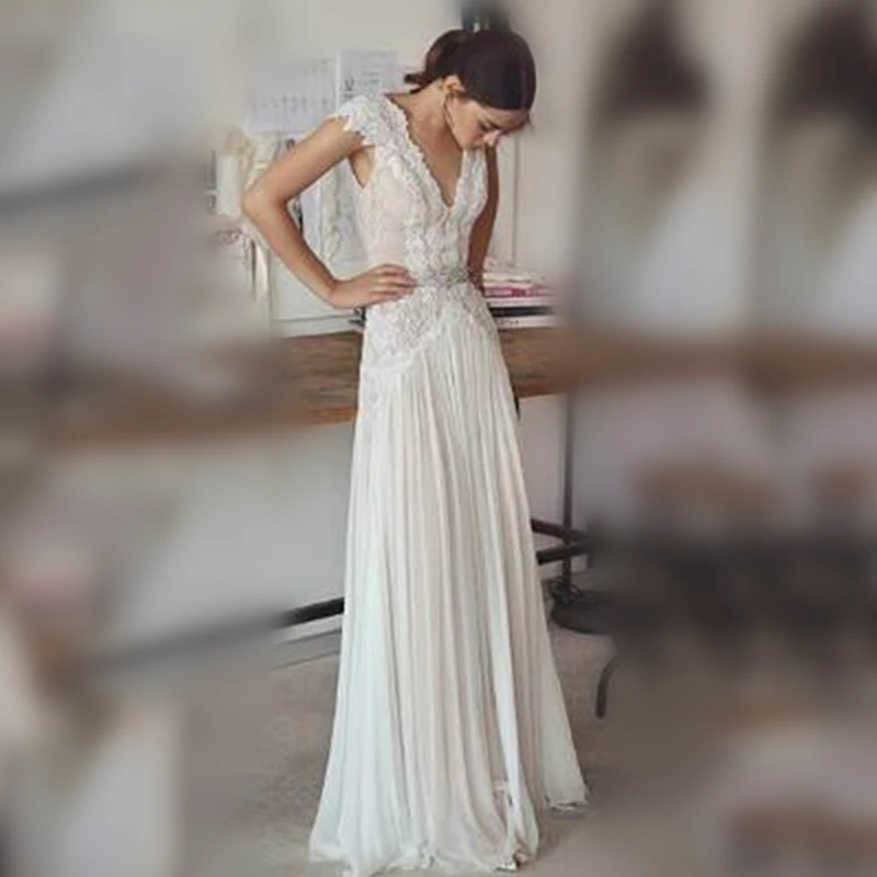 Boho Sexy Cheap Wedding Dress 2019 Column V Neck Lace Beach Bohemian Wedding Dress Low Back Hippie Beaded Sash Weeding Gowns
Boho Sexy Cheap Wedding Dress 2019 Column V Neck Lace Beach Bohemian Wedding Dress Low Back Hippie Beaded Sash Weeding Gowns