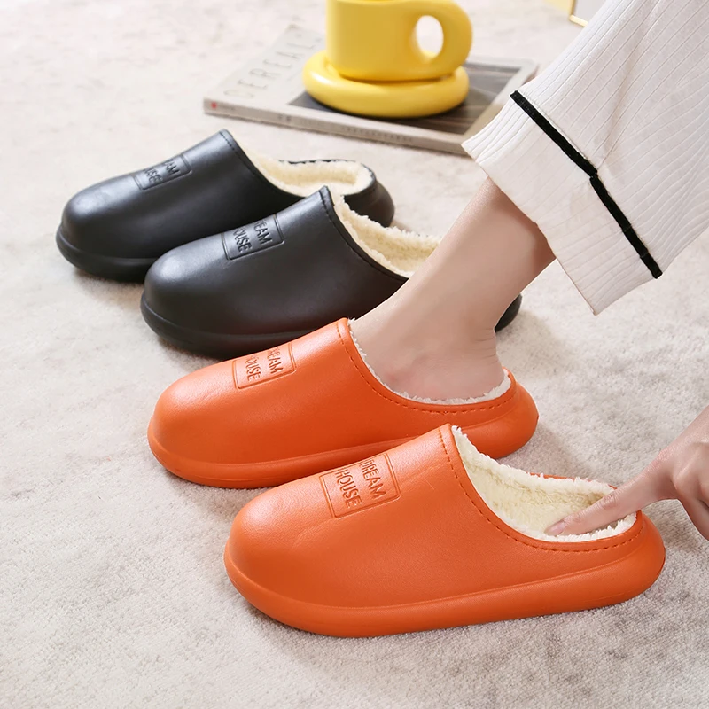 Waterproof Cotton Slippers Couples Bag Heel Winter Non-Slip Home Clog Shoes Indoor Keep Warm Thick Bottom Plush Women's Fur Side 
Waterproof Cotton Slippers Couples Bag Heel Winter Non-Slip Home Clog Shoes Indoor Keep Warm Thick Bottom Plush Women's Fur Side