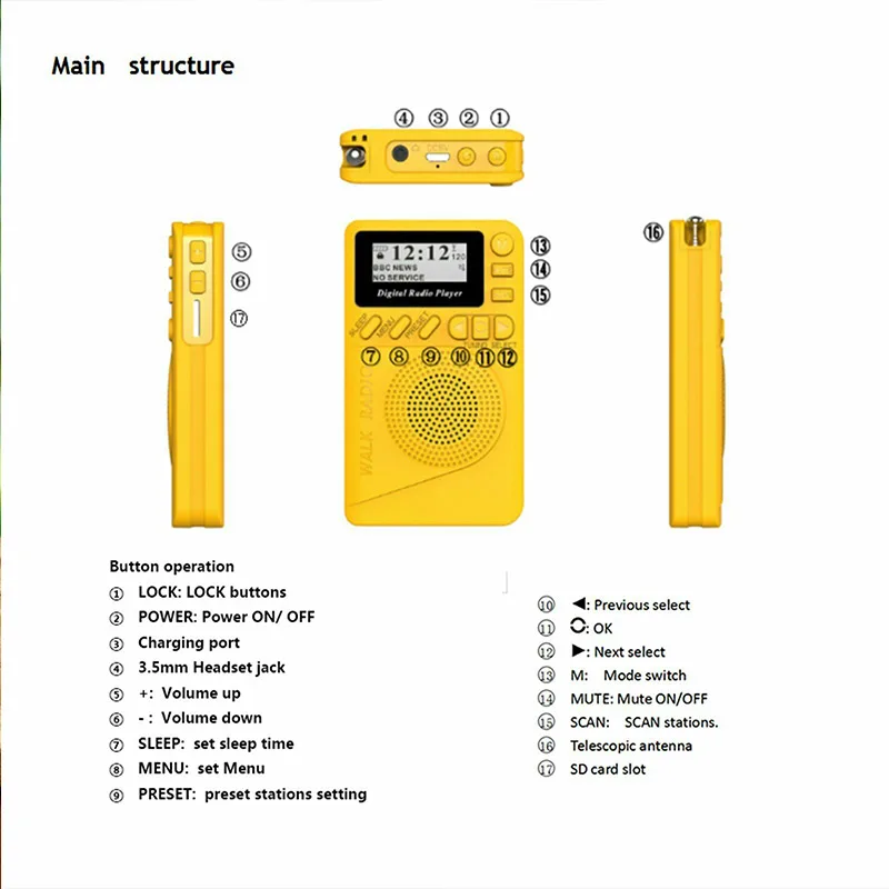 Portable Pocket DAB Digital Radio with MP3 Player Function Built-in Rechargeable Battery for Hiking OUJ99
Portable Pocket DAB Digital Radio with MP3 Player Function Built-in Rechargeable Battery for Hiking OUJ99
