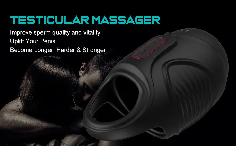 Testicle Vibrator Sex Toys for Men CockRing Delay Ejaculation Ring Male Masturbator Vibrating Penis Sleeve Scrotum Stimulator (1)