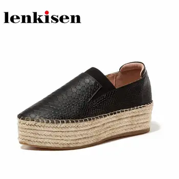 Lenkisen new recommend full grain leather veins pointed toe flat platform elastic band breathable straw bottom women shoes L02
Lenkisen new recommend full grain leather veins pointed toe flat platform elastic band breathable straw bottom women shoes L02