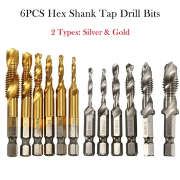 12Pcs Set HSS Titanium Coated Metric Taps 1/4" Hex Shank Drill Bits Set M3-M10 Silver & Gold 2 Types Drill Tap For Power Tools
12Pcs Set HSS Titanium Coated Metric Taps 1/4" Hex Shank Drill Bits Set M3-M10 Silver & Gold 2 Types Drill Tap For Power Tools