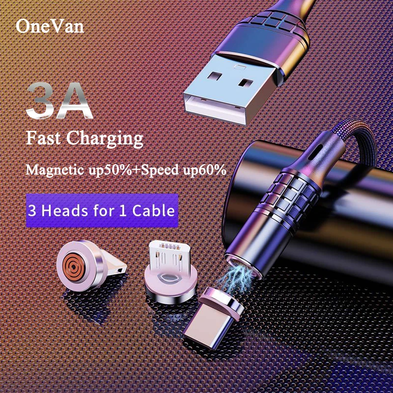 OneVan магнитное зарядное устройство type c Micro Usb 3.0A Быстрая зарядка линия передачи