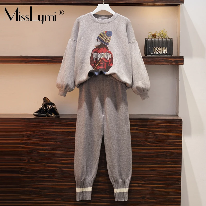 XL-5XL Sport Suit Women 2019 winter new large size character O-neck knit sweater + elastic waist sweater pants suit gray
XL-5XL Sport Suit Women 2019 winter new large size character O-neck knit sweater + elastic waist sweater pants suit gray
