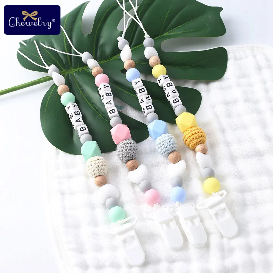 1PC Baby Pacifier Clip Silicone Teether Rodent Dummy Clip Silicone Bead Chain Chew Custom Name Crochet Bead For Children Product
1PC Baby Pacifier Clip Silicone Teether Rodent Dummy Clip Silicone Bead Chain Chew Custom Name Crochet Bead For Children Product