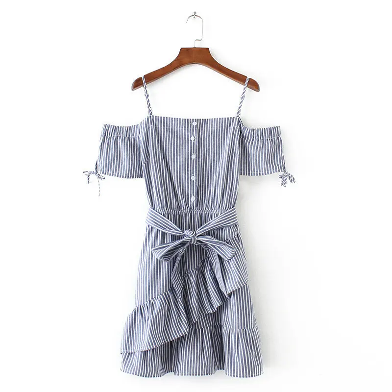 2018 Western Style Spring And Summer WOMEN'S Dress New Style Camisole Horizontal Neck off-Shoulder Stripes Flounced Dress
2018 Western Style Spring And Summer WOMEN'S Dress New Style Camisole Horizontal Neck off-Shoulder Stripes Flounced Dress