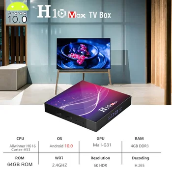H10 Max TV Box Android 10 Smart TV Box Allwinner H616 Netflix Youtube Google Media Player 4GB 64GB 2.4G wifi 6K HD Set-top Box
H10 Max TV Box Android 10 Smart TV Box Allwinner H616 Netflix Youtube Google Media Player 4GB 64GB 2.4G wifi 6K HD Set-top Box