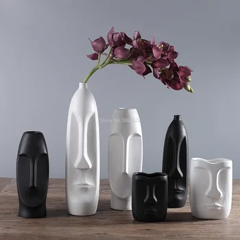 Nordic Minimalist Ceramic Abstract Vase Black and White Human Face Creative Display Room Figue Head Shape Tabletop Vase
Nordic Minimalist Ceramic Abstract Vase Black and White Human Face Creative Display Room Figue Head Shape Tabletop Vase