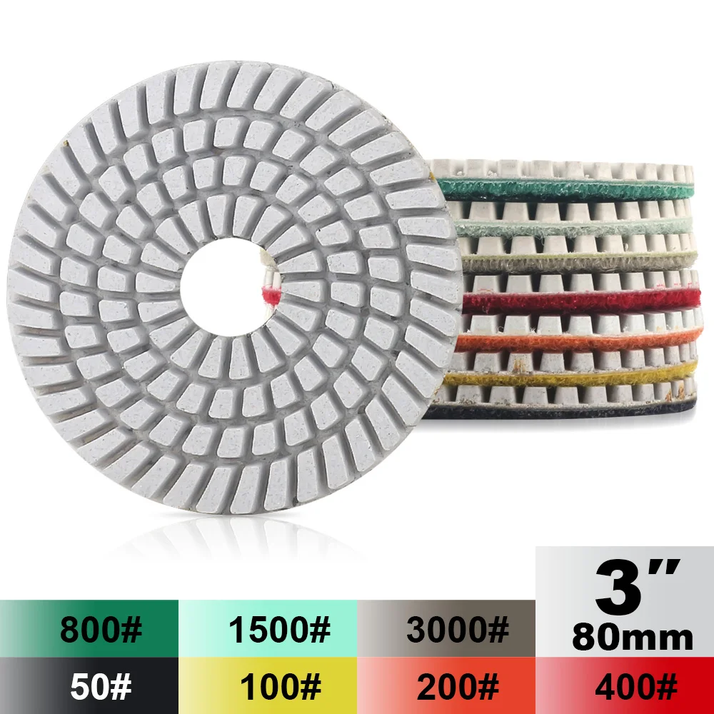 7pcs/set 3 inch 80mm with 3.0mm working thickness diamond wet polishing pads granite marble
7pcs/set 3 inch 80mm with 3.0mm working thickness diamond wet polishing pads granite marble