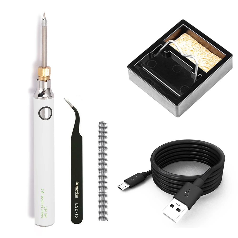 5V 8W USB Charging Soldering Iron Adjustable Temperature Electric Soldering Iron Kit soldering station solderng wire Tweezer
5V 8W USB Charging Soldering Iron Adjustable Temperature Electric Soldering Iron Kit soldering station solderng wire Tweezer