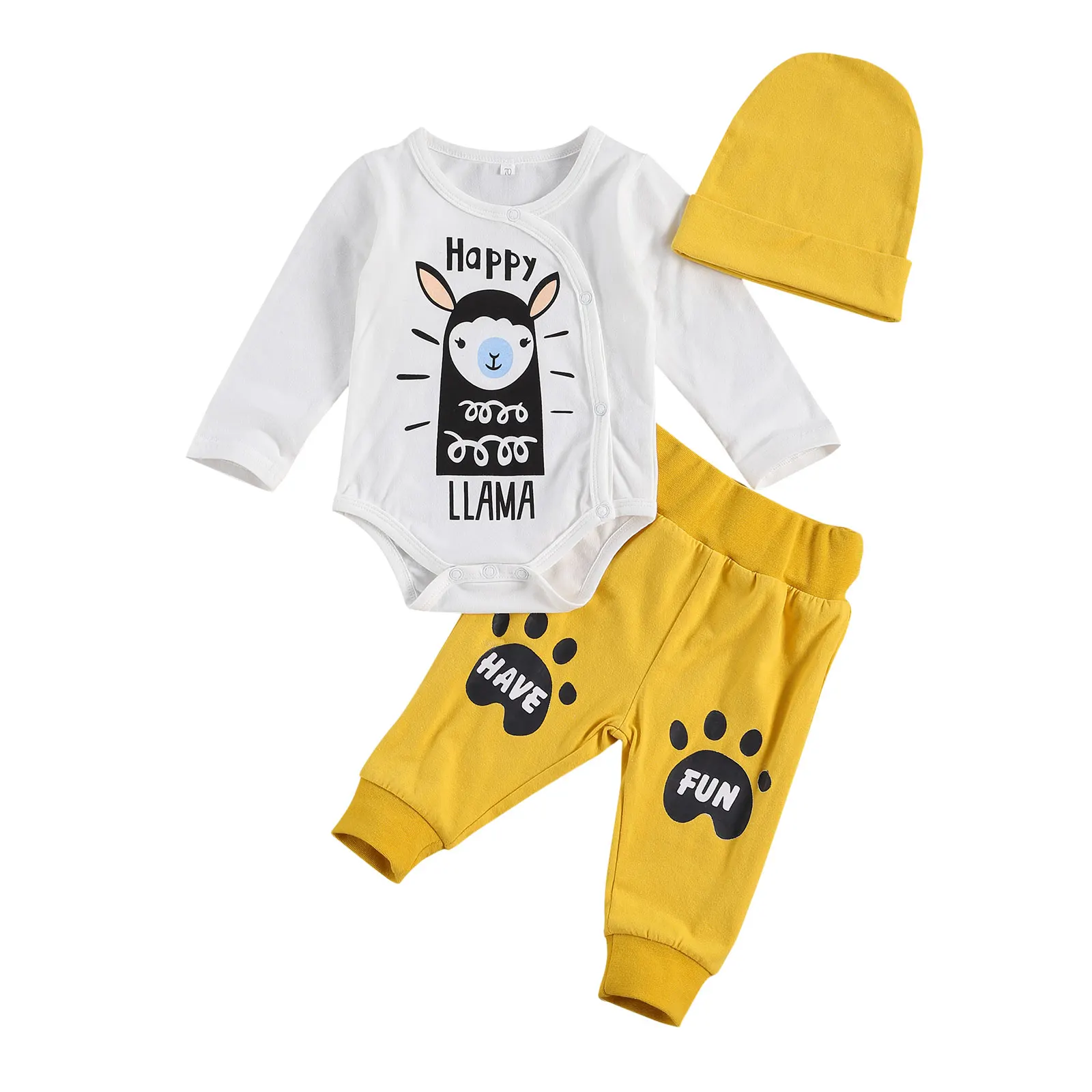 Newborn Baby Boys Letter Print Clothes Set Long Sleeve Jumpsuit Cartoon Animal Patterns + Elastic Waist Pants + Hat 0-18M
Newborn Baby Boys Letter Print Clothes Set Long Sleeve Jumpsuit Cartoon Animal Patterns + Elastic Waist Pants + Hat 0-18M