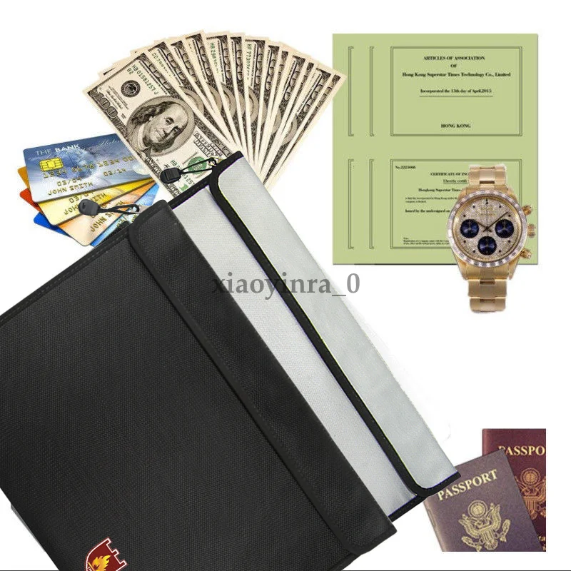 Fashion Fireproof Water Resistant Money Bag Envelope Safe Document