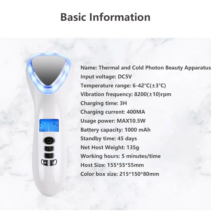 Ultrasonic Cryotherapy Hot Cold Hammer Face Lifting LED Light Photon Facial Massager Skin Care Wrinkle Remover machine Ultrasonic Cryotherapy Hot Cold Hammer Face Lifting LED Light Photon Facial Massager Skin Care Wrinkle Remover machine
