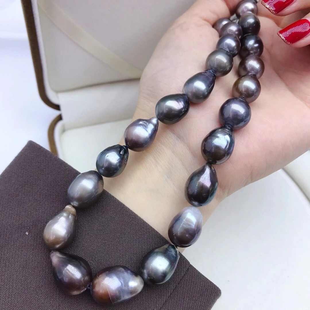 11-14mm Super Big Natural Real Baroque Southsea Black Pearl Necklace Real Tahiti Pearl Strand String 39cm Long
11-14mm Super Big Natural Real Baroque Southsea Black Pearl Necklace Real Tahiti Pearl Strand String 39cm Long