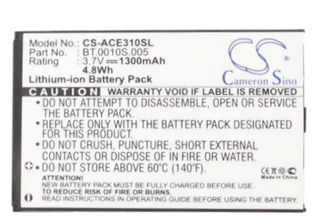 Cameron Sino BT.0010S.002 Battery for Acer Liquid Mini E310 Liquid Express E320 Liquid Gallant Duo E330 E330 1300mAh
Cameron Sino BT.0010S.002 Battery for Acer Liquid Mini E310 Liquid Express E320 Liquid Gallant Duo E330 E330 1300mAh