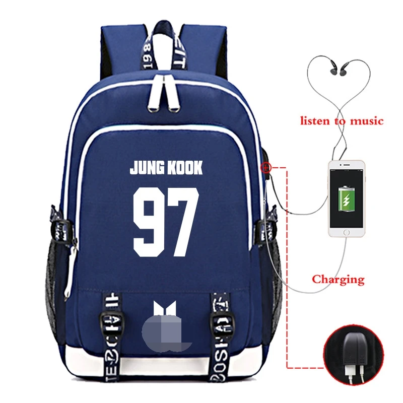 Kpop bangtan boys single High quality multifunction backpack Fashion Kpop schoolbag for charging earphone Jack back to school 
Kpop bangtan boys single High quality multifunction backpack Fashion Kpop schoolbag for charging earphone Jack back to school