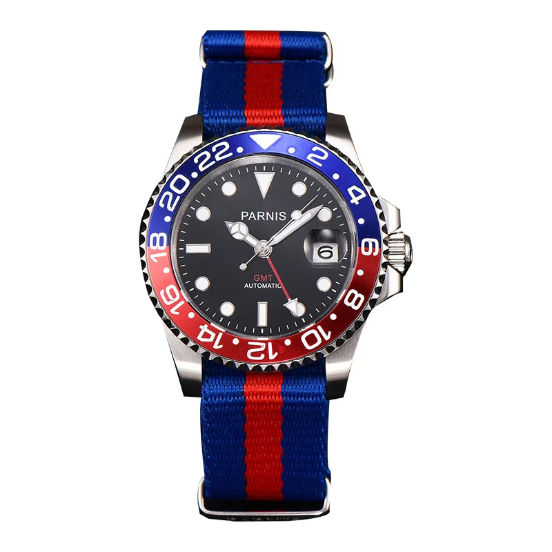 Parnis 40mm Automatic Men's Watches Red Blue Nylon Strap GMT Calendar Diver Men Mechanical Watch Reserva Man Wristwatch Clock
Parnis 40mm Automatic Men's Watches Red Blue Nylon Strap GMT Calendar Diver Men Mechanical Watch Reserva Man Wristwatch Clock