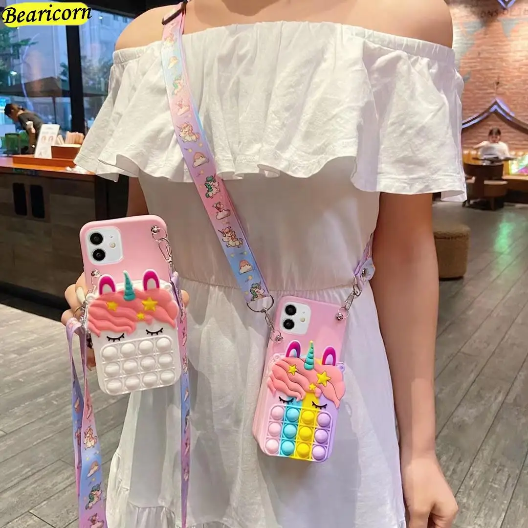 

Coin Purses Pop Case For Huawei Y7a Y9a Y9s Y8s Y6s Y8p Y7p Y6p Y5p Y5 Y6 Y7 Pro Y9 Prime 2019 2018 2017 3D Unicorn Bubble Cover