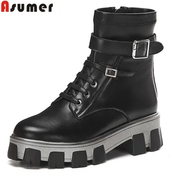 ASUMER 2020 new genuine leather platform boots women round toe classic ankle boots zip ladies motorcycles boots
ASUMER 2020 new genuine leather platform boots women round toe classic ankle boots zip ladies motorcycles boots