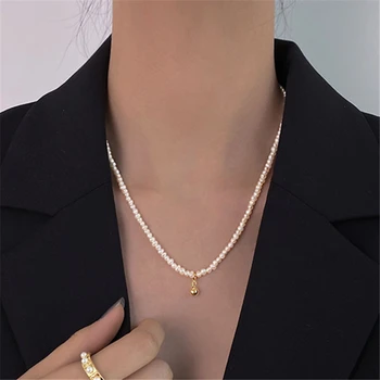 

925 Silver Necklace Natural Freshwater Pearls Jewelry Minimalism Pendants Chocker Kolye Vintage Collier Bijoux Collares