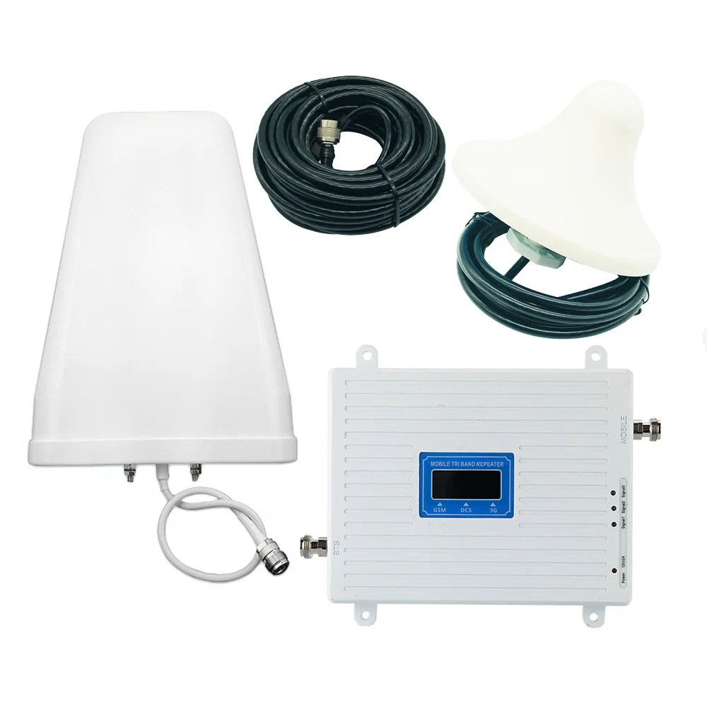 

2G/3G/4G Tri Band Signal Booster 900 1800 2100 GSM WCDMA UMTS LTE Cellular Repeater 900/1800/2100mhz Amplifier