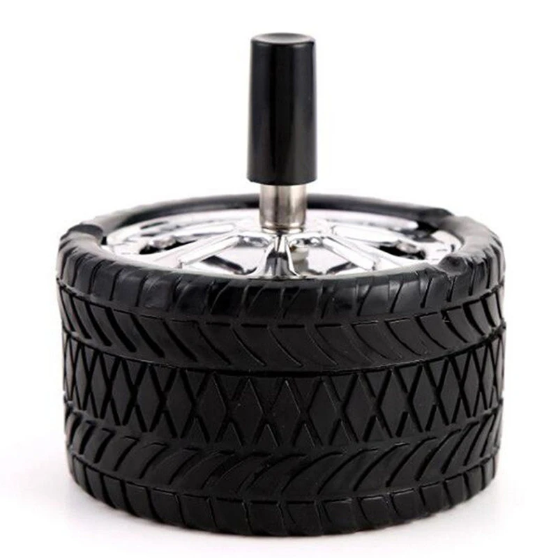 

Hot Clean Press Tire Type Windproof Rotation Tire Ashtray Press Rotary Stainless Steel Seal Ashtray Black Car Tire Ashtray Pre