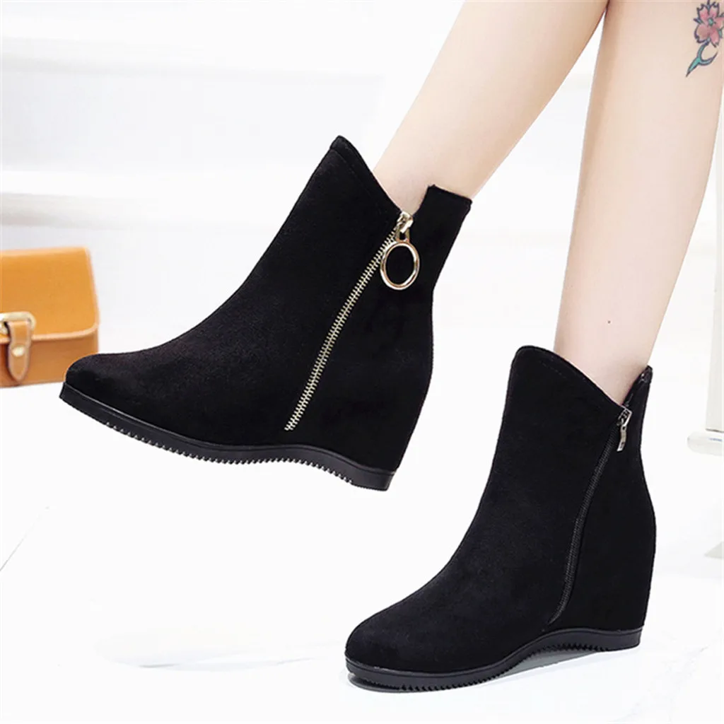 Western Side Zipper Women's Boots Casual Flock Low Heel Round Toe Solid Color Ankle Boots for Women Shoes Botines Mujer 2019
Western Side Zipper Women's Boots Casual Flock Low Heel Round Toe Solid Color Ankle Boots for Women Shoes Botines Mujer 2019