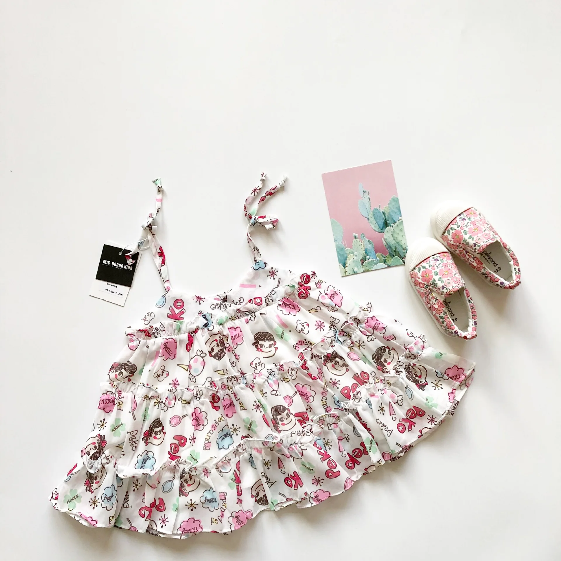 

Tonytaobaby Summer New Baby Girl Cartoon Lovely Chiffon Dress Cake Fresh Flower Girls Dress