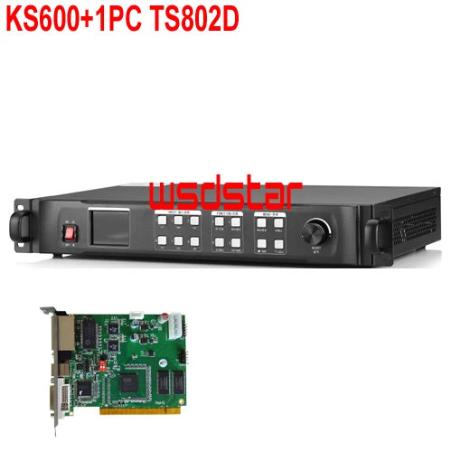 Светодиодный видеопроцессор KS600 + 1 шт. TS802D скалер 1920*1200 CVBS/DVI/VGA/HDMI настенный