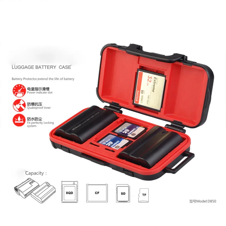 Двойной аккумулятор D850 для EL15 E6 E8 E17 EL14 / CF SD Футляр для карты TF водонепроницаемый
Двойной аккумулятор D850 для EL15 E6 E8 E17 EL14 / CF SD Футляр для карты TF водонепроницаемый