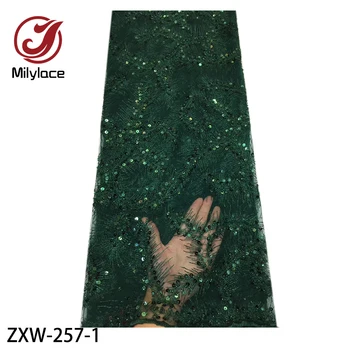 African Tulle Lace Fabric Green High Quality French Nigerian Mesh Lace Fabrics with Sequins 5 Yards for Wedding ZXW-257
African Tulle Lace Fabric Green High Quality French Nigerian Mesh Lace Fabrics with Sequins 5 Yards for Wedding ZXW-257