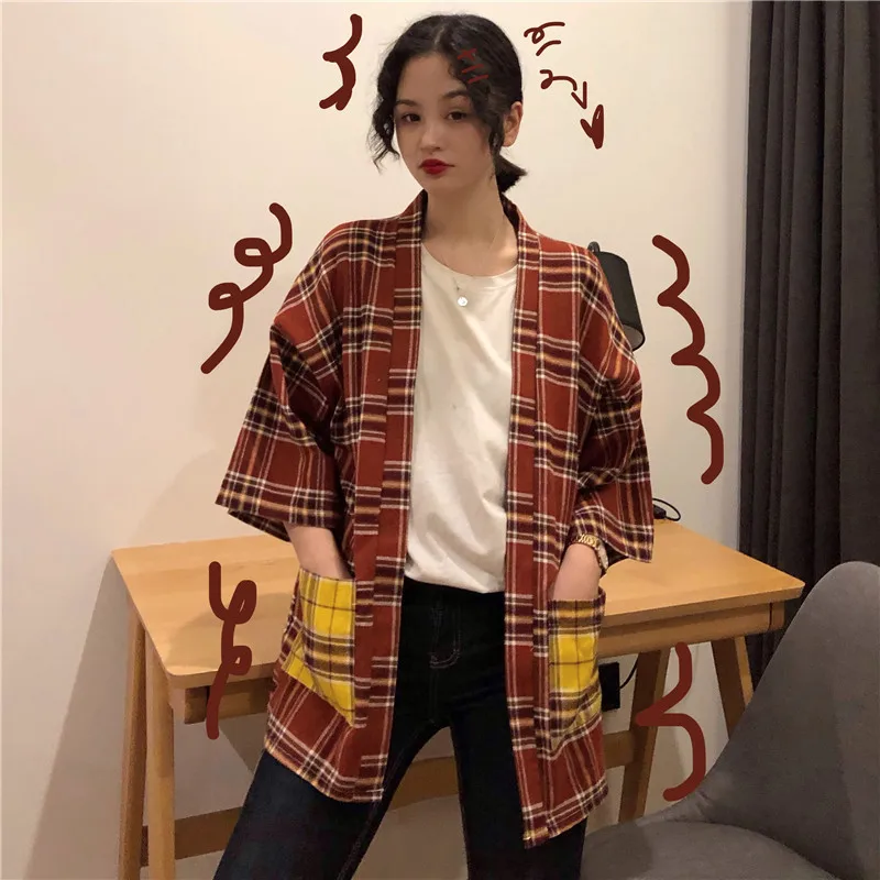 Kimono 2020 Spring And Summer New Yukata Plaid Stitching Loose Thin Coat Cardigan Shirt Sunscreen Top Japanese Kimono Mujer
Kimono 2020 Spring And Summer New Yukata Plaid Stitching Loose Thin Coat Cardigan Shirt Sunscreen Top Japanese Kimono Mujer