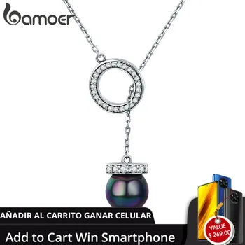 BAMOER 100% 925 Sterling Silver Circle Black Shell Pearl Elegant Long Chain Women Pendant Necklace Silver Jewelry SCN200
BAMOER 100% 925 Sterling Silver Circle Black Shell Pearl Elegant Long Chain Women Pendant Necklace Silver Jewelry SCN200