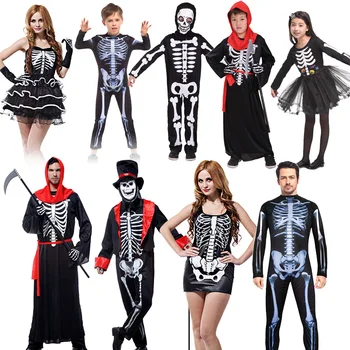 

Halloween Funny skeleton printing Party Skull Skeleton Costumes adult Kids Scary Monster Demon Devil Ghost Grim Reaper Costume