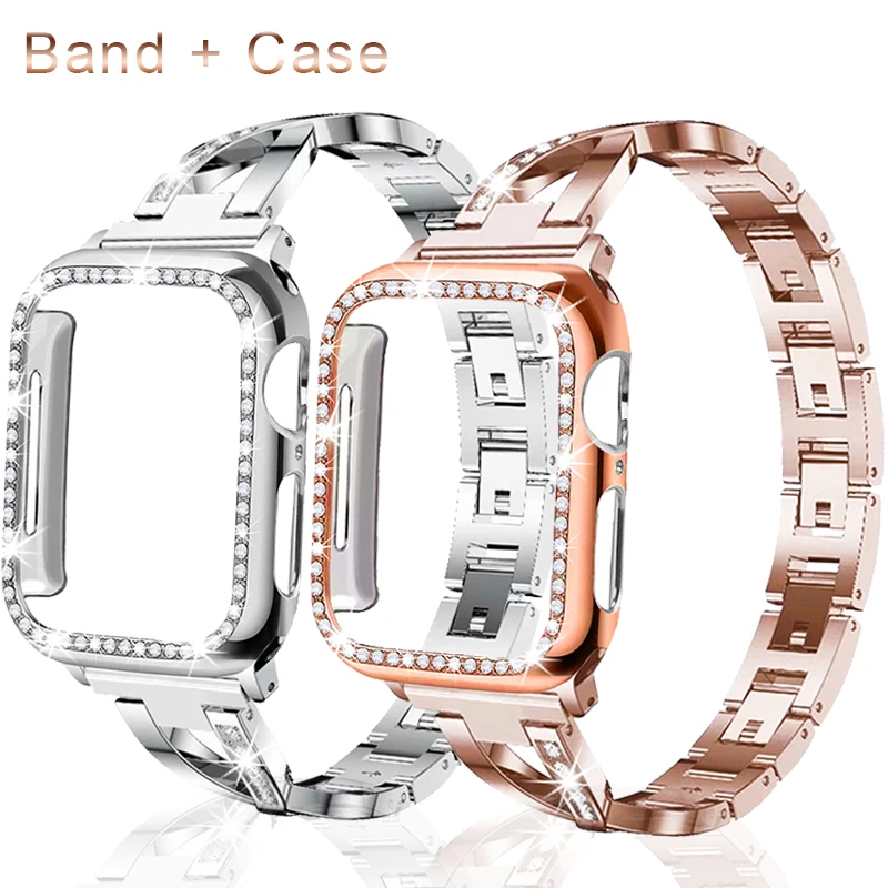 Strap + Case Suitable for apple watch 5/4/3/2/1 stainless steel crystal diamond bracelet 38mm 40mm 42mm 44mm iwatch metal band
Strap + Case Suitable for apple watch 5/4/3/2/1 stainless steel crystal diamond bracelet 38mm 40mm 42mm 44mm iwatch metal band