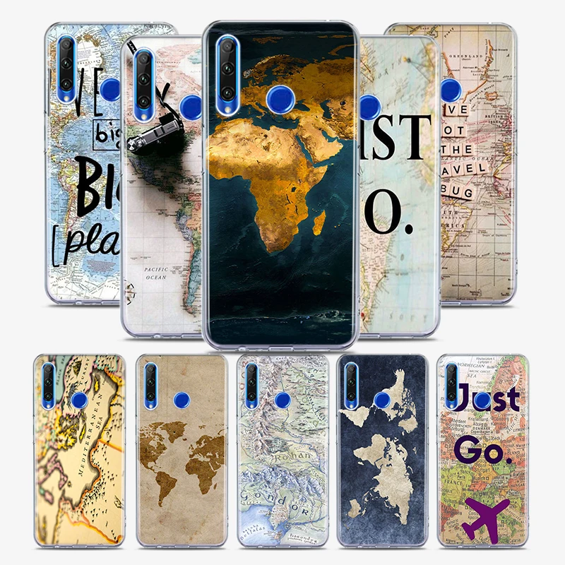 Дорожная карта мира силиконовый чехол для Honor 30 30S 30i 9 10 9A 9C 9S 9N 10i 10X 9X Lite рro 5G
