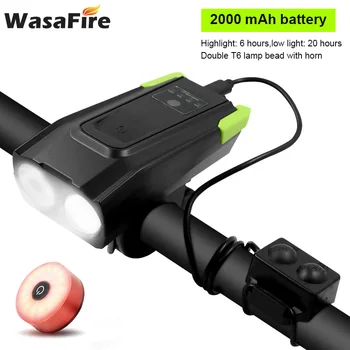 2000mAh Bike Front Light with Horn 800 Lumen 2*T6 LED Bicycle Headlight 4 Modes USB Charging Cycling Flashlight + Taillight
2000mAh Bike Front Light with Horn 800 Lumen 2*T6 LED Bicycle Headlight 4 Modes USB Charging Cycling Flashlight + Taillight