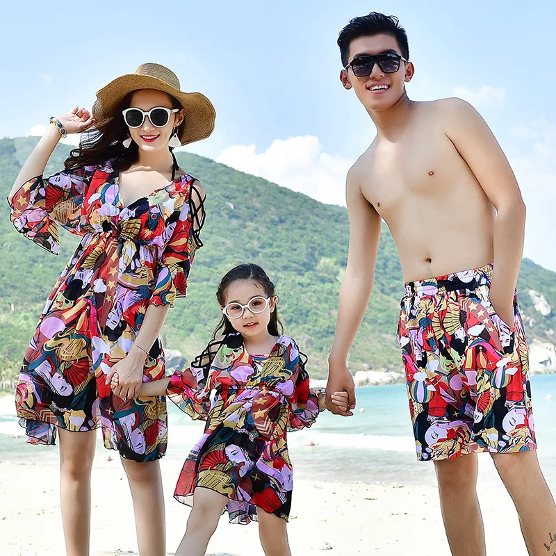 2018 New Style Parent And Child Bathing Suit Printed High-waisted Bikini Family of Three Swimwear
2018 New Style Parent And Child Bathing Suit Printed High-waisted Bikini Family of Three Swimwear