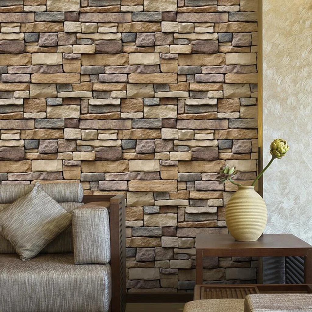 Retro 3D Effect Wallpaper Natural Brick Effect Stone Brick Tile Print Wall Paper -39.37 x 17.72 inch Retro 3D Effect Wallpaper Natural Brick Effect Stone Brick Tile Print Wall Paper -39.37 x 17.72 inch