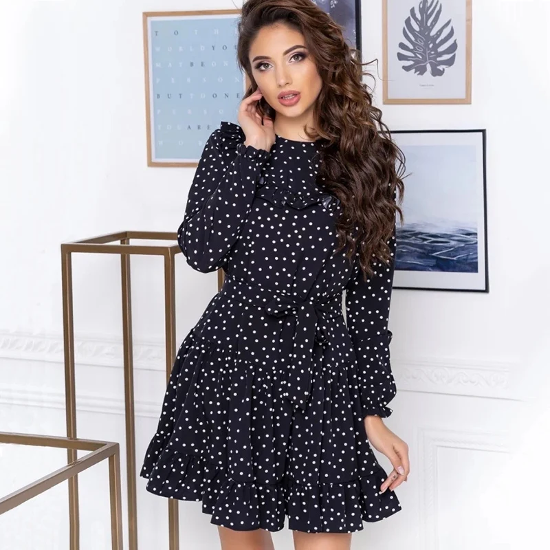 PAVAVPSS Ladies Dot Print Ruffles Sashes A Line Dress Women Fashion Back Keyhole O Neck Long Sleeves Mini 2020 Autumn Dresses
PAVAVPSS Ladies Dot Print Ruffles Sashes A Line Dress Women Fashion Back Keyhole O Neck Long Sleeves Mini 2020 Autumn Dresses