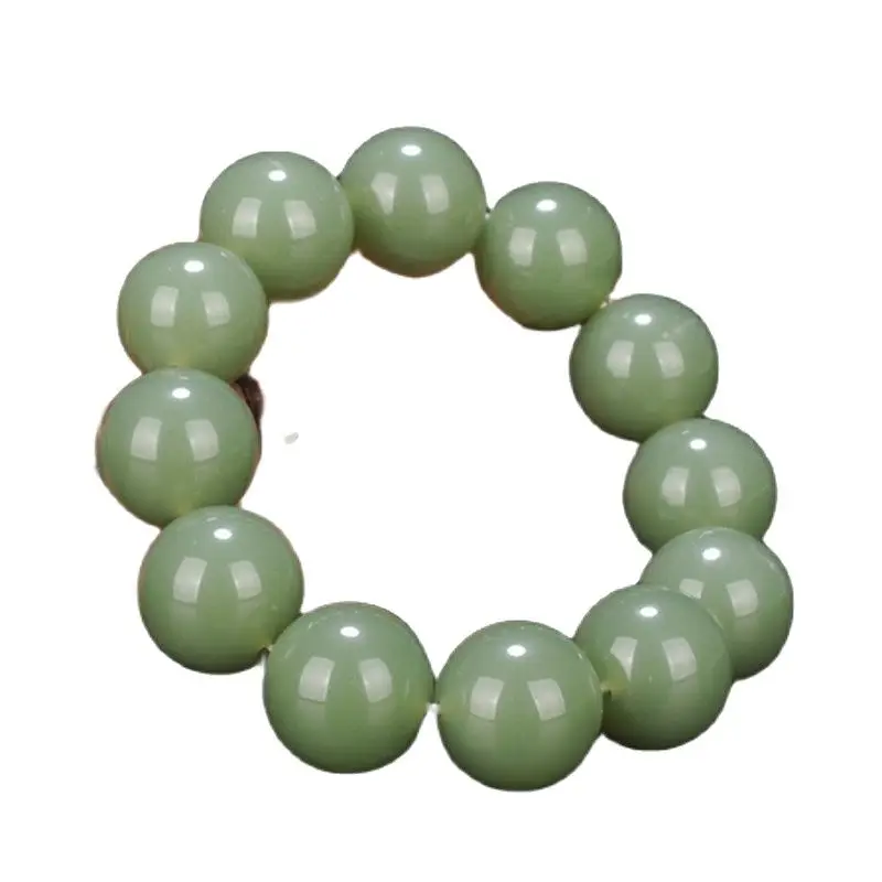 

Chinese Hand-Carved Natural Hetian Jade Hand-String Blue And White Jade Balls Bracelet