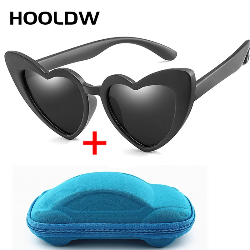 

HOOLDW Polarized Kids Sunglasses LOVE Heart Shapes Children Sun glasses Boys Girls Flexible Safety Glasses UV400 Baby Eyewear